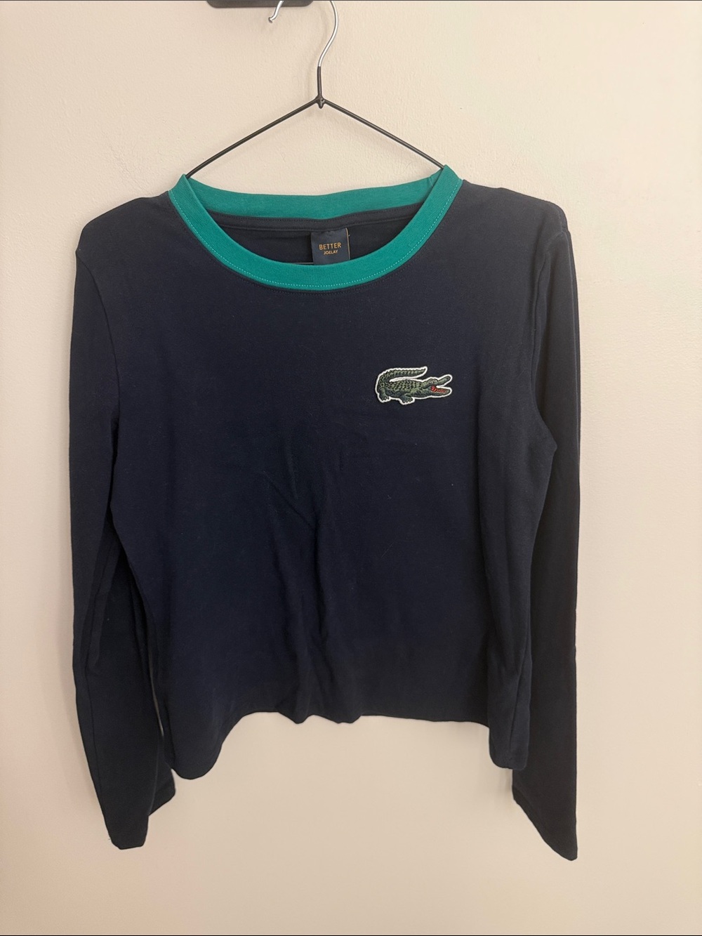 Navy Long-Sleeve Crewneck with Brushed Fleece Lining